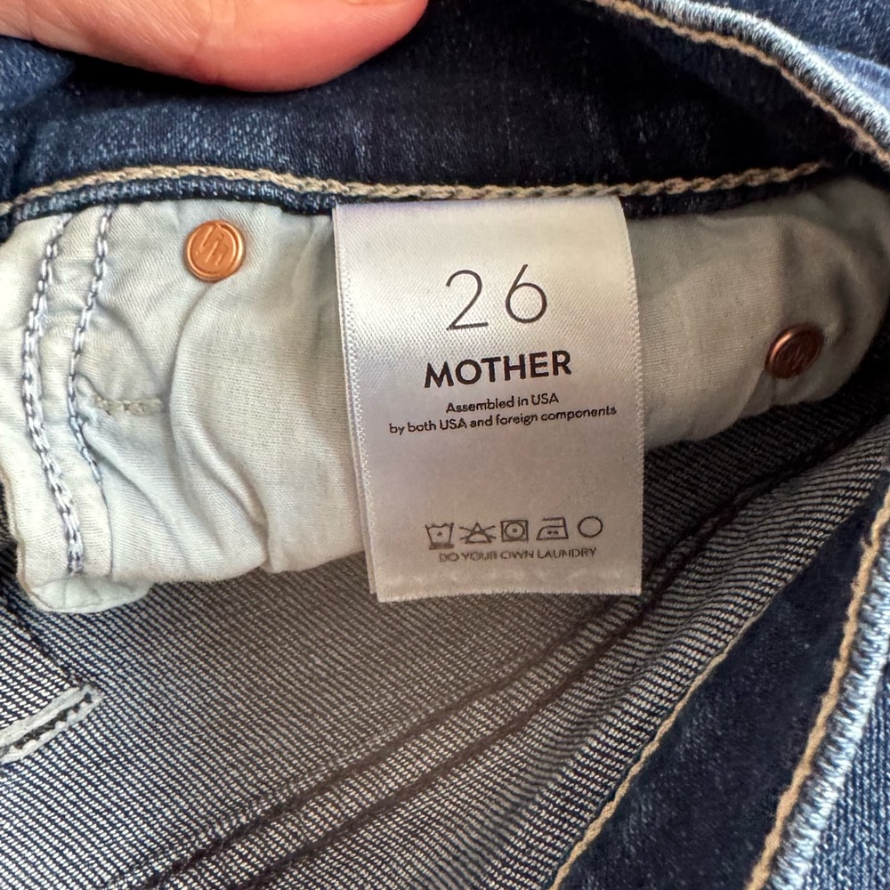 MOTHER High-Rise Straight Jeans in Dark Blue Denim - Picture 7 of 9